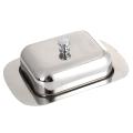 Stainless Steel Butter Dish Storage Keeper Tray with Easy to Hold Lid