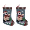 2 Pack Plaid Christmas Stockings for Christmas Party Decoration, D