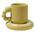 Fashion Ceramic Creative Coffee Cup with Tray Home Decor Green