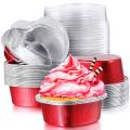 Valentine Aluminum Foil Cake Pan Heart Shaped Cup with Lids,red