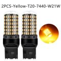 2x Car 3014 144smd Canbus T20 7440 W21w Led Bulbs for Turn Yellow