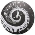 Piano Key Clock Music Notes without Battery Black + White Acrylic