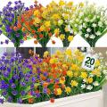 20 Bundles Artificial Flowers for Outdoor Decoration, Faux Greenery