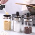 3 Pcs Glass Spice Jars Seasoning Box, with Spoon and Lid Design