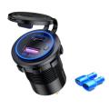 Type C/qc 3.0 Usb Car Charger with Switch for 12v 24v Car Truck Blue