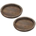 2pcs Rustic Wooden Tray Candle Holder - Small Decorative Plate