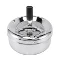 Round Spinning Ashtray Stainless Steel Housewares Spinning with Cover