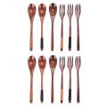 Wooden 8.9-inch Spoons and Forks for Decoration (set Of 6)