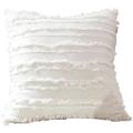 Cushion Cover Floral Tassels Square Pillow Case Cotton 45x45cm White