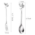 5spoon+5forks Stainless Steel Leaf Spoon Fork Dessert Spoons, Silver