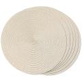 Round Braided Placemats Set Of 6 Table Mats 15 Inch(beige)