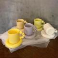 Fashion Ceramic Creative Coffee Cup with Tray Home Decor Green
