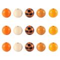 200 Pcs Wooden Beads with Hemp Rope for Fall Orange Natural