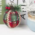 Christmas Tree Red Plaid Painted Hanging Balls for Gift Home Decor-a