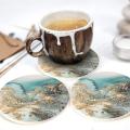 Coasters Set Of 6,with Ceramic Stone and Cork Base for Kinds Of Cups