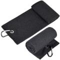 2 Pcs Black Microfiber Towel with Carabiner for Sports (50x30cm)