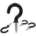 1.1" Mug Hooks Shouldered Metal Screw-in Plastic Coated Black 25pcs