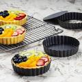 1set 4inch Quiche Pans with Loose Base Non-stick with Oil Brush