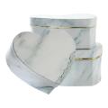3pcs Heart Shaped Gift Box Marbled Flower Container-white