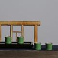 2 Pcs Ceramic Green Kung Fu Tea Cup Set Bamboo Mugs for Tea Teacup