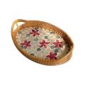 Rattan Shell Tray Living Room Home Creative Woven Snack Storage,d