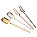 Stainless Steel Long Handle Fruit Appetizer Forks and Spoons Set D