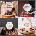 20pcs Diy Hexagon Acryliccake Topper Happy Birthday No Texts Blank