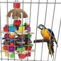 Large Parrot Bird Toys- Natural Wood Bird Block Toys