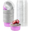 Foil Cupcake Liners with Lids, Foil Liners Cups with Lids Rose Red