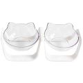 Transparent Cat-ear-shaped Food Water Bowl Detachable Adjustable A