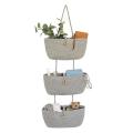 Rope Over The Door Basket 3-tier Wall Hanging Basket- Grey