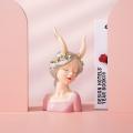 Resin Nordic Beast Ear Girl Sculpture Alices Figurine Cartoon Pink
