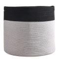 Large Cotton Rope Basket 15.8x15.8x13.8inch, Black & Grey