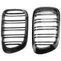A Pair Glossy Black Double Rims Grille for Bmw E46 2 Doors 98-02 Year