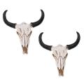 2x Resin Longhorn Cow Skull Head Wall Decor 3d Wildlife Sculpture