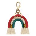 Macrame Rainbow Keychain, Handwoven Keyring, Boho Colourful,b