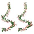 Artificial Rose Vine Garland with 69 Heads for Home(pink, 2pcs)