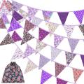 40 Feet Fabric Bunting Banner Vintage Bunting Flag for Party Purple