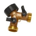 Solid Brass Body Backyard 2 Way Y Valve Hose Connector with Grip