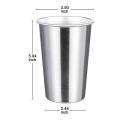 Premium Stainless Steel Cups 16 Oz Pint Cup Tumbler (8 Pack)