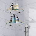 Bathroom Shelves, 2-tier Bathroom Glass Corner Shelf Wall Mounted-b
