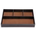 4 Slots Desk Drawer Organizer, Pu Leather Drawer Storage (brown)