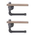 2x Toilet Roll Holder Multifunction Retro-styled Iron Pipe Wall Mount