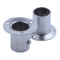 Wardrobe 25mm Tube Stainless Steel Rail Rod End Support Bracket 2pcs