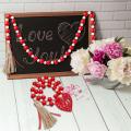 Valentine's Day Heart Wooden Bead Garlands with Tassel for Home, A