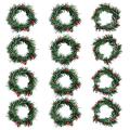 12 Pieces Christmas Candle Ring with Berry Grass Candle Holder Rings