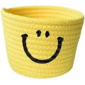Smile Cotton Rope Basket Woven Storage Basket for Sundries, Yellow