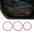 3pcs Car Seat Adjustment Switch Knob Ring Cover Trim Red