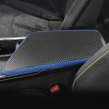 Car Carbon Fiber Center Console Lid Armrest Box Leather Pad -blue