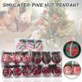 3pcs Red Plaid Painted Balls Christmas Tree Ornaments Gift Pvc Ball-e